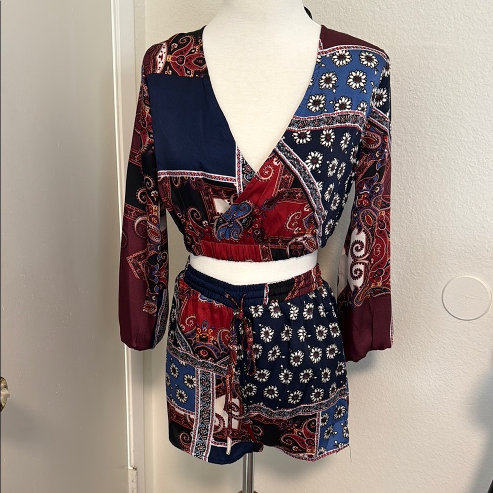 Misguided Bohemian Patchwork Two-Piece Set NWT